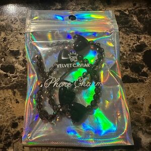 ✨ New Velvet Caviar Black Cell Phone Charm Accessory Wrist Hearts ✨